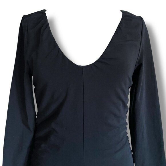 J Crew Womens Top Sz Medium Black Stretch Cotton Ruched V-neck Minimalist Shirt - Picture 6 of 9